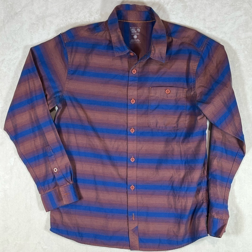 Mountain Hardwear Medium Tactical Cotton Flannel Navy Plaid Athletic Fit C22